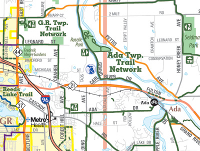 Bike Grand Rapids Map 2011-2012, reverse detail
