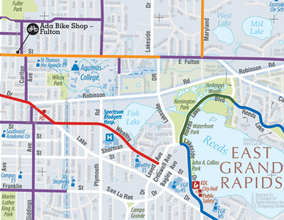 Bike Grand Rapids Map, 2011-2012, front detail