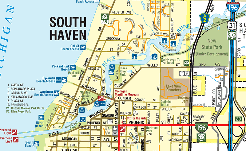 South Haven street map sample from 2015 Allegan County Road Atlas, Parcel Platbook & Recreation Guide