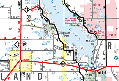 Kalamazoo County Official Road Map 2016, front close-up