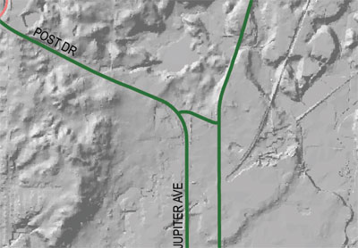 Three-Dimensional Hillshade Map of Plainfield Township. (closeup)