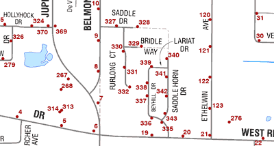 Plainfield Township Water Fire Hydrant Map (closeup)