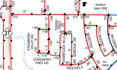Plainfield Township Water Distribution Map (Closeup)