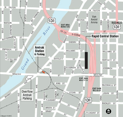 Grand Rapids Amtrak Station Map (closeup)